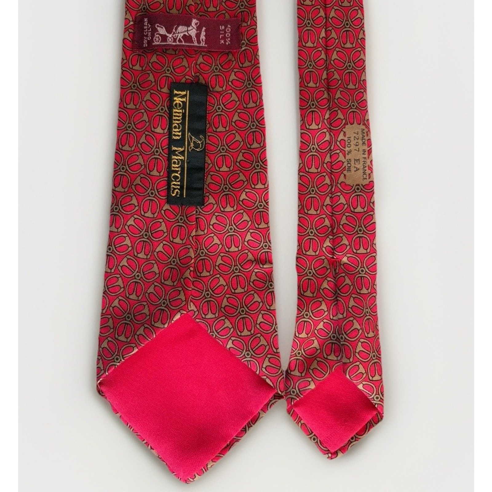 Vtg Herms 7297 Ea 4 Silk Tie Red Mors Horse Bit Motif France Fathers Day